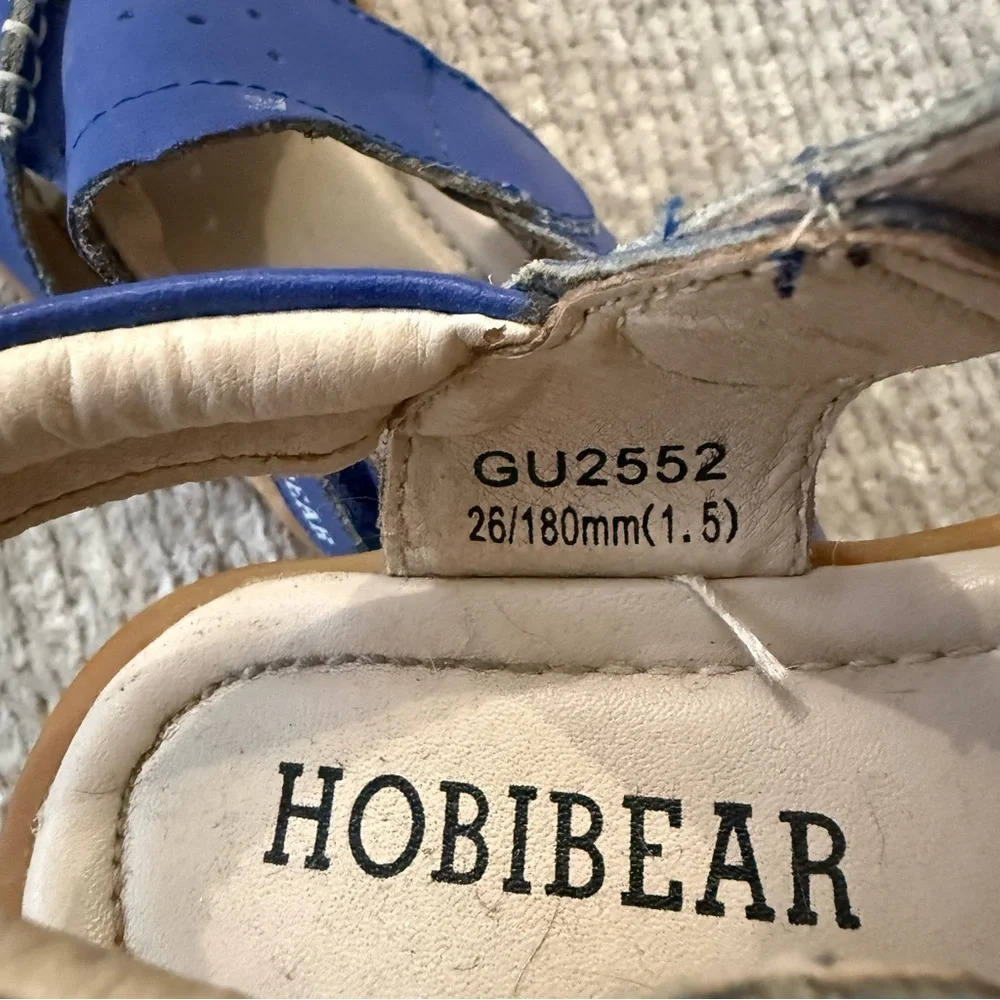 Hobibear Blue Leather Toddler Sandals Size 1.5 Comfort Shoes‎